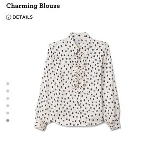 CAbi White and Black Ruffle Blouse